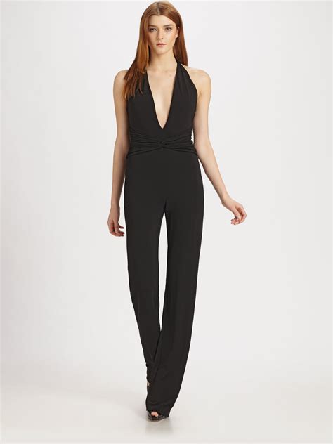 michael kors basics black halter jumpsuit|Michael Kors halter jumpsuit.